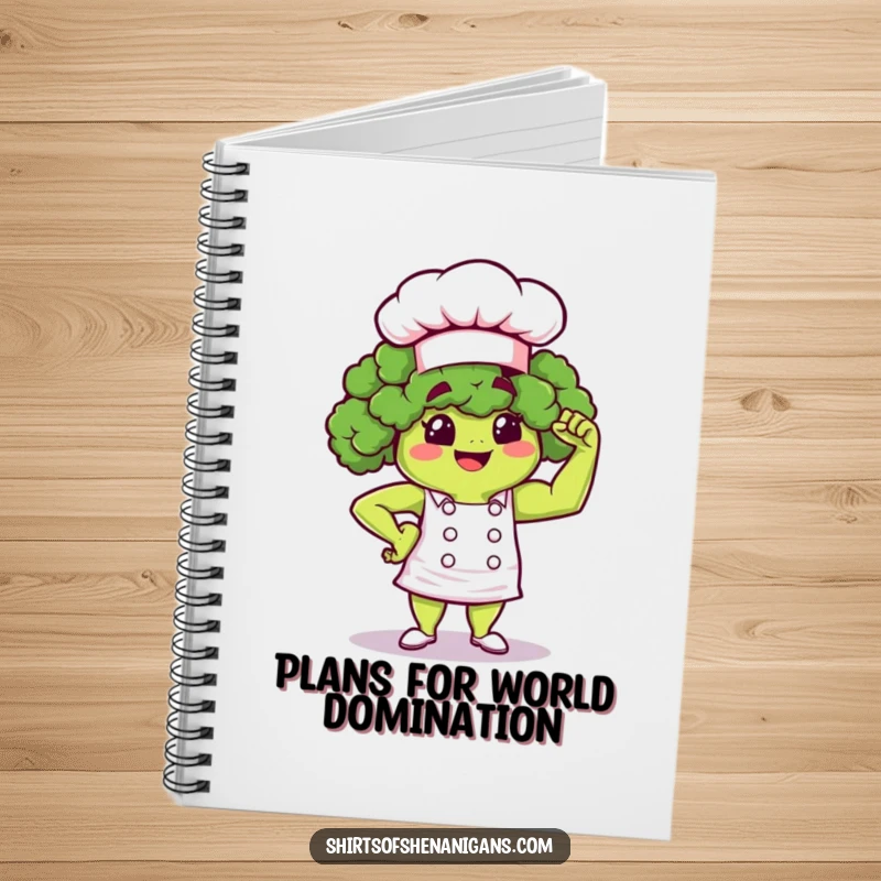 Funny Broccoli Chef Notebook: Proud broccoli flexing muscle, ideal for fitness logs and recipes.