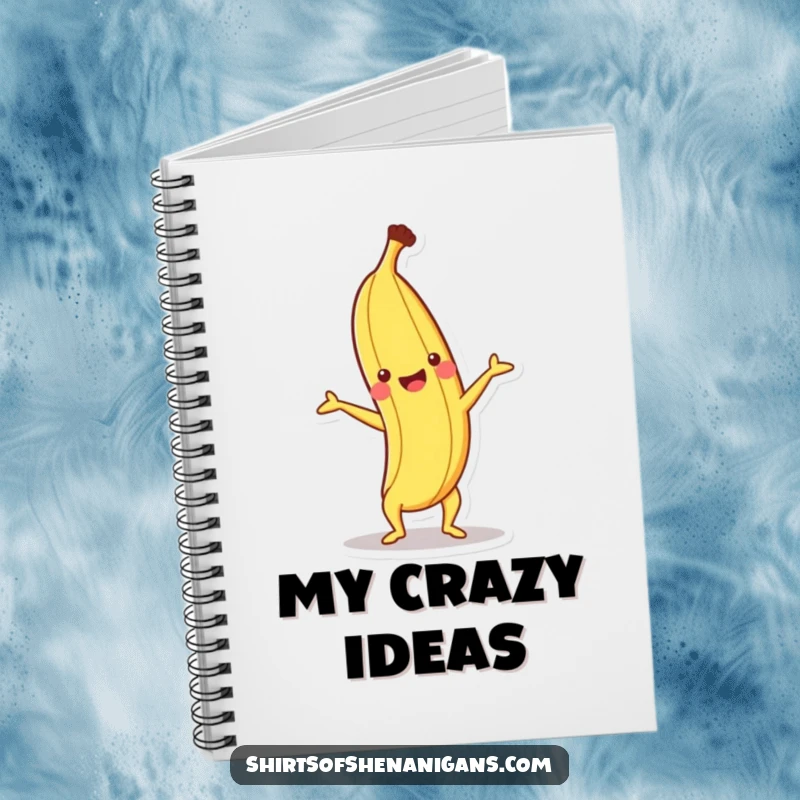 Funny notebook cover with a happy banana doing a handstand.
