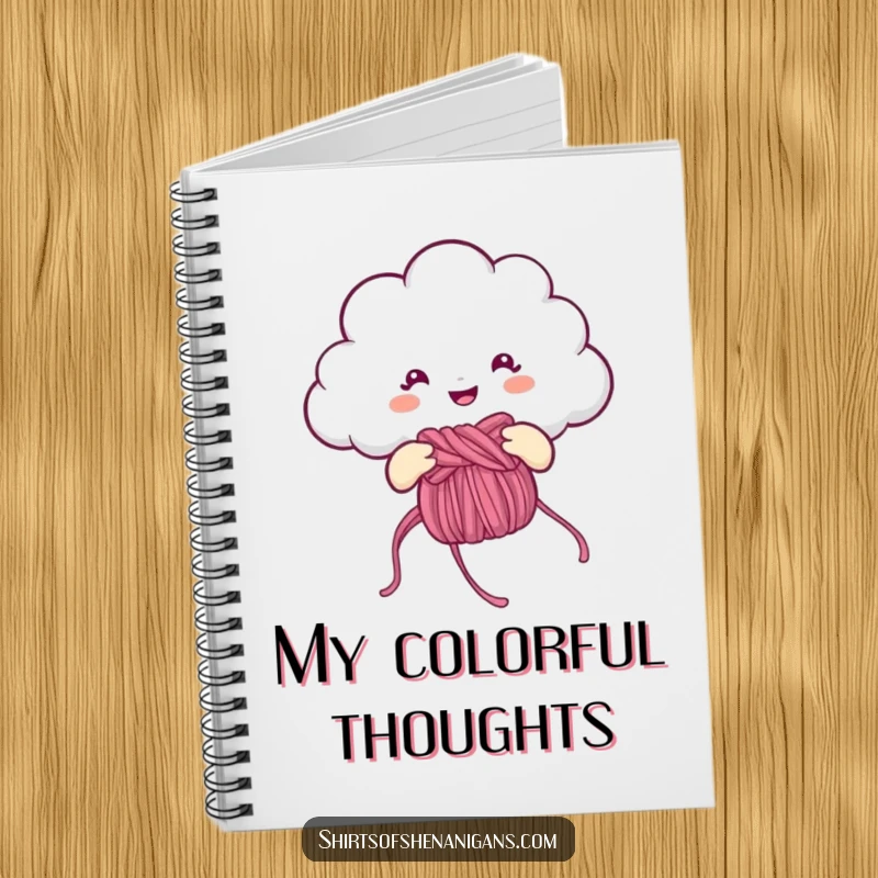 Funny Notebook: Cheerful cloud knitting a rainbow, a cute and humorous journal for crafters.