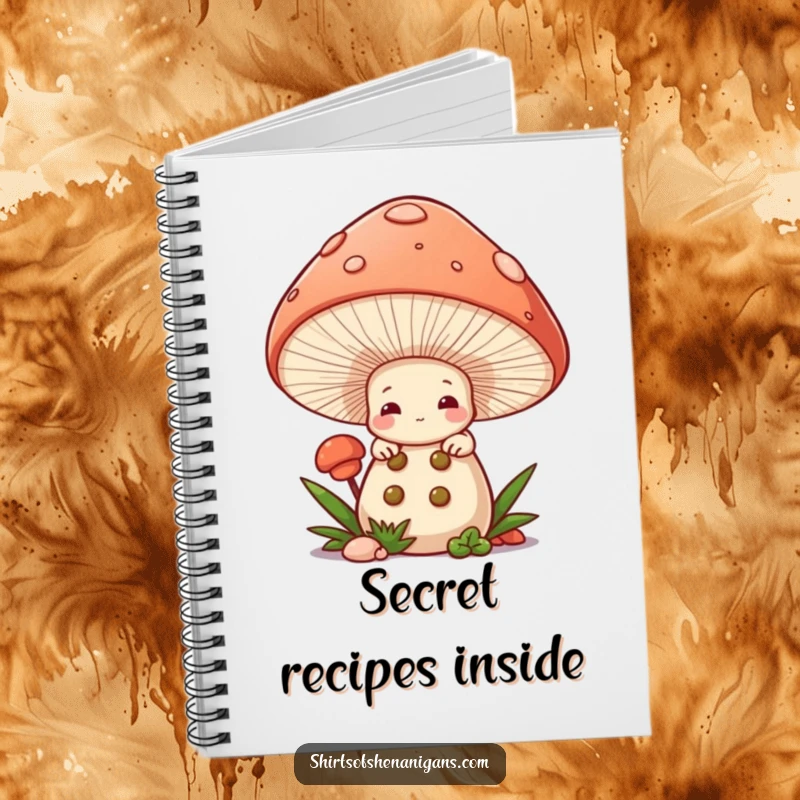 Funny Mushroom Chef Notebook: Shy mushroom peeking from cap, ideal for journaling and notes.