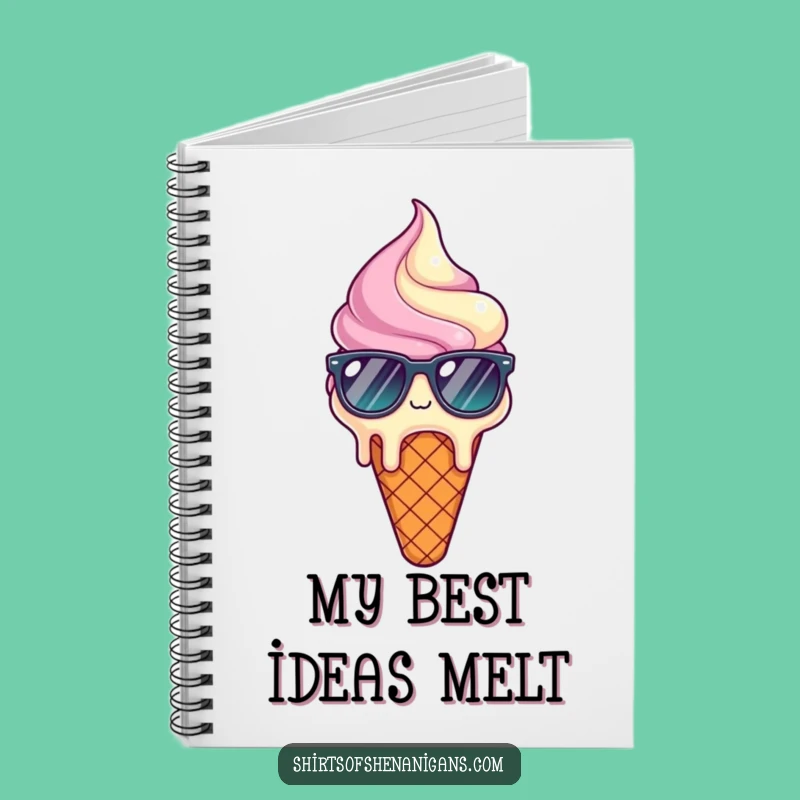 Funny Melting Ice Cream Notebook: Cool cone design, perfect funny gift for jotting down sweet thoughts.