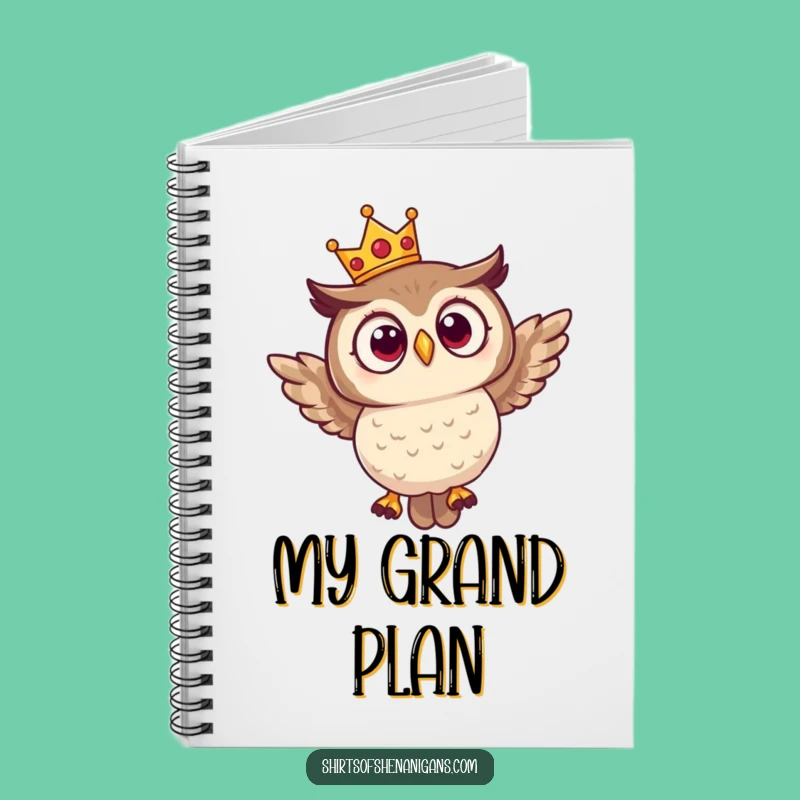 Funny Surprised Owl Crown Notebook - Journal Royal Bird Thoughts