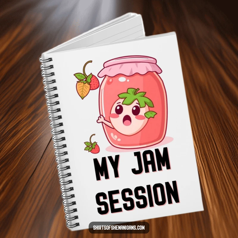 Funny Notebook: Surprised strawberry escaping a jam jar, a cute and humorous journal for fruit fans.
