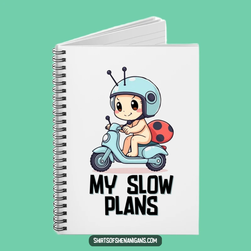 Funny Snail Scooter Notebook - Determined Racer & Tiny Helmet Journal Gift
