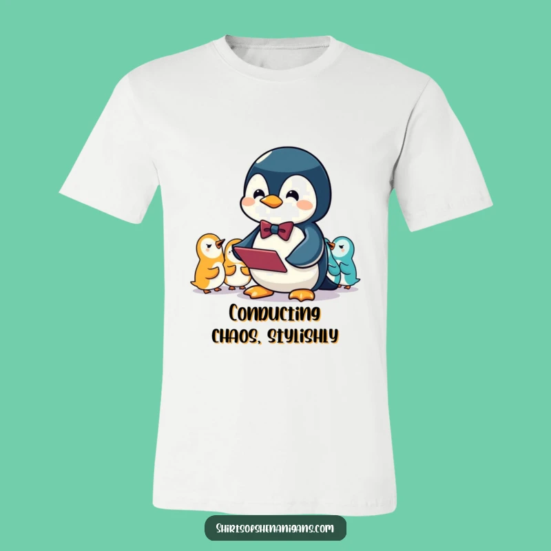 Funny Penguin Conductor T-Shirt: Conduct Your Style with Squeaky Flair!