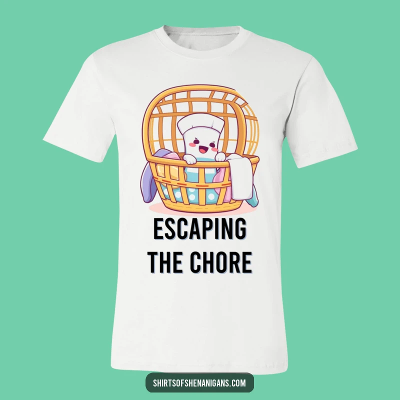 Funny Giggling Sock T-Shirt: Laundry escape design, the perfect funny gift for comfort lovers.