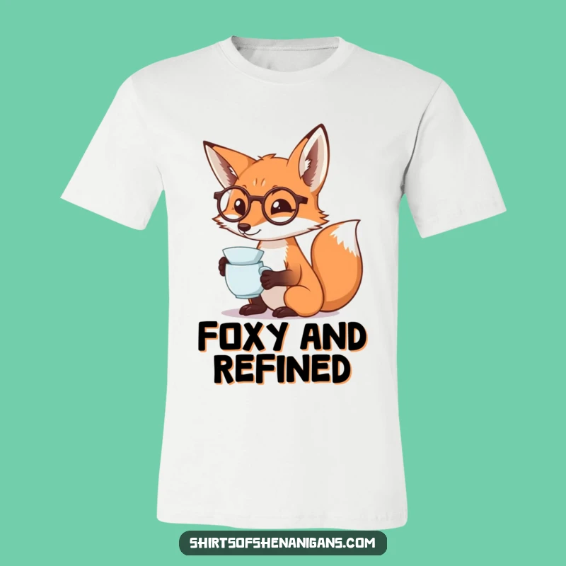 Funny Fox Monocle T-Shirt: Dramatic Tea Sipper Casual Gift