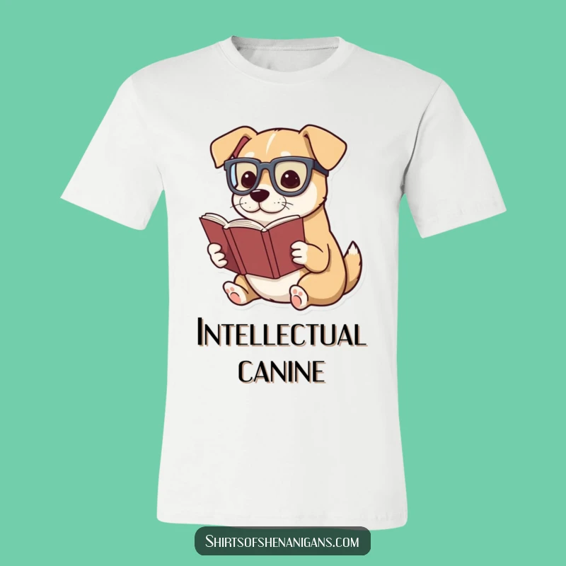Funny Bookworm Dog T-Shirt: Dramatic Reading Design for a Clever Funny Gift