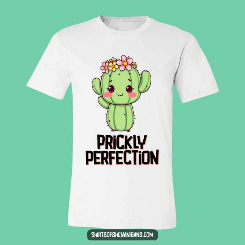 Funny Cactus Tee: Proud Flower Crown Pose - Quirky Character T-Shirt Gift
