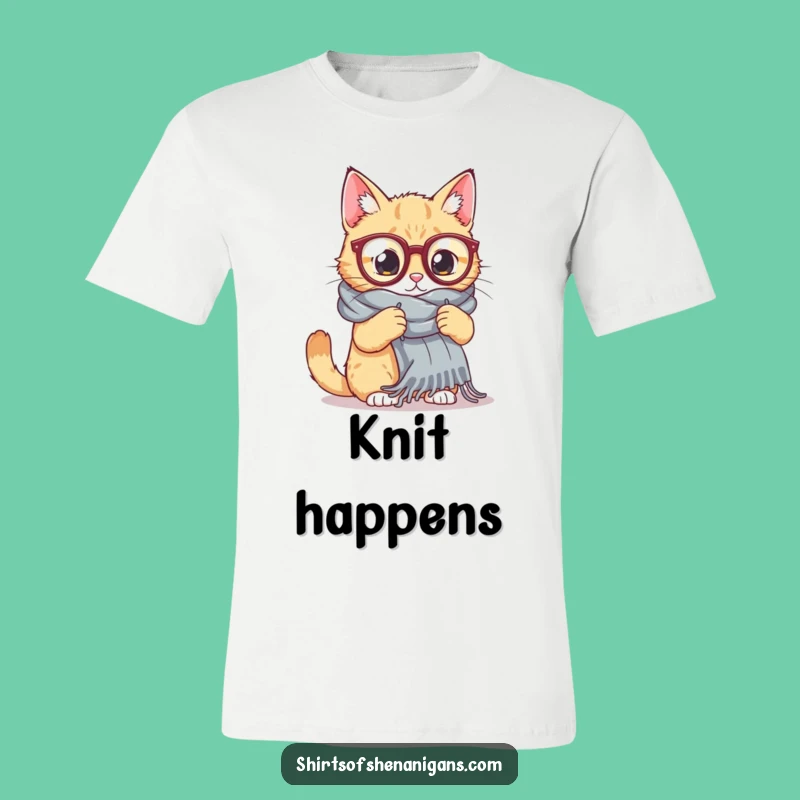 Funny Cat Knitting T-Shirt: Giant Scarf Crafty Cat Tee for Comfort