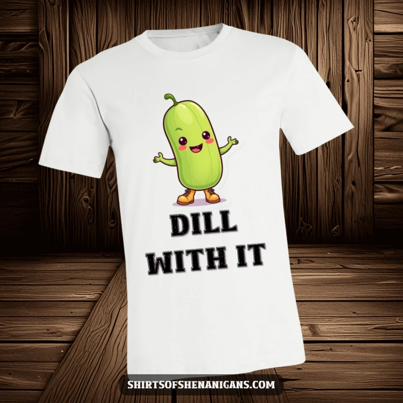 Funny Pickle T-Shirt: A dancing pickle wearing tiny boots, full of energy and ready to boogie.