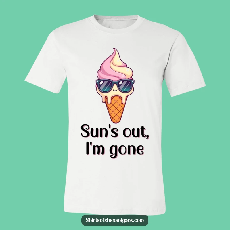Funny Melting Ice Cream T-Shirt: Sunglasses cone design, the perfect funny gift for stylish comfort.