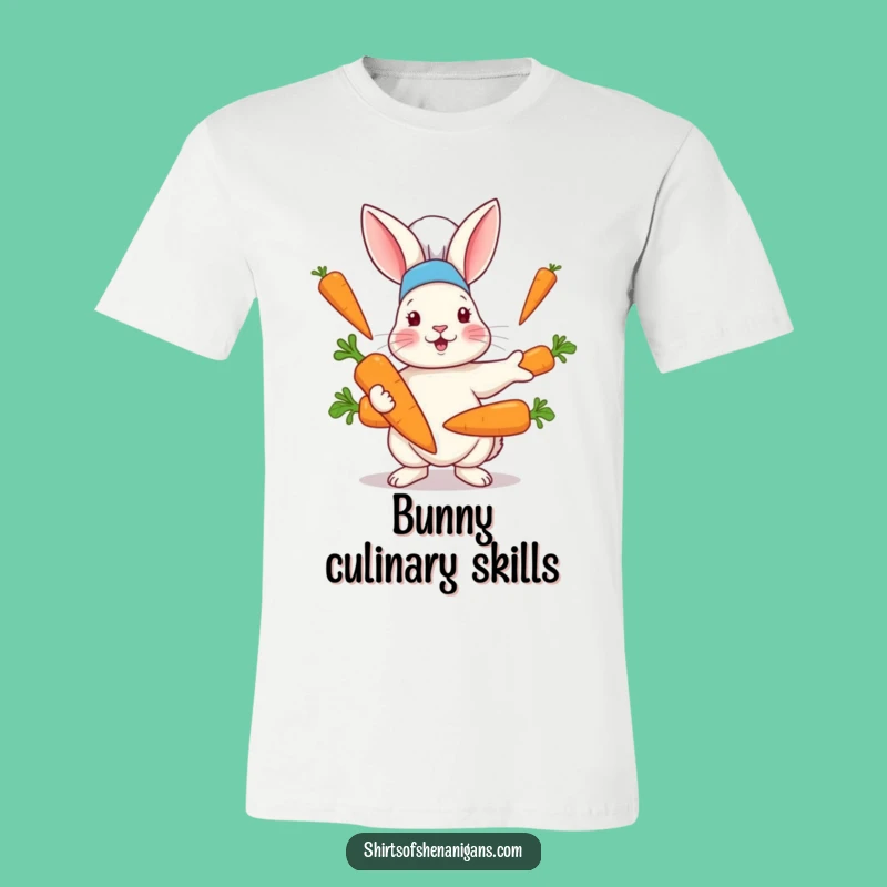 Funny Rabbit Chef Hat Carrot Juggling T-Shirt - Gourmet Bunny Humor