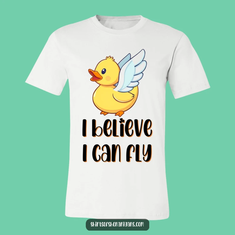 Funny Rubber Duck Flying Attempt T-Shirt - Quirky Winged Apparel Gift