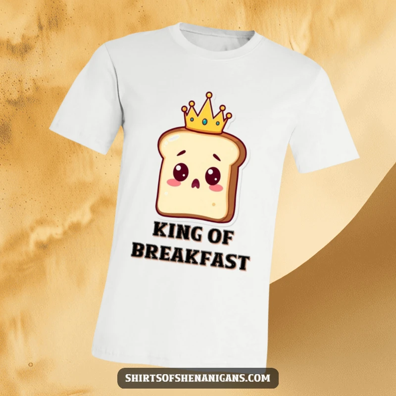 Funny Toast T-Shirt: A surprised slice of toast wearing a tiny crown, exuding bewildered royalty.