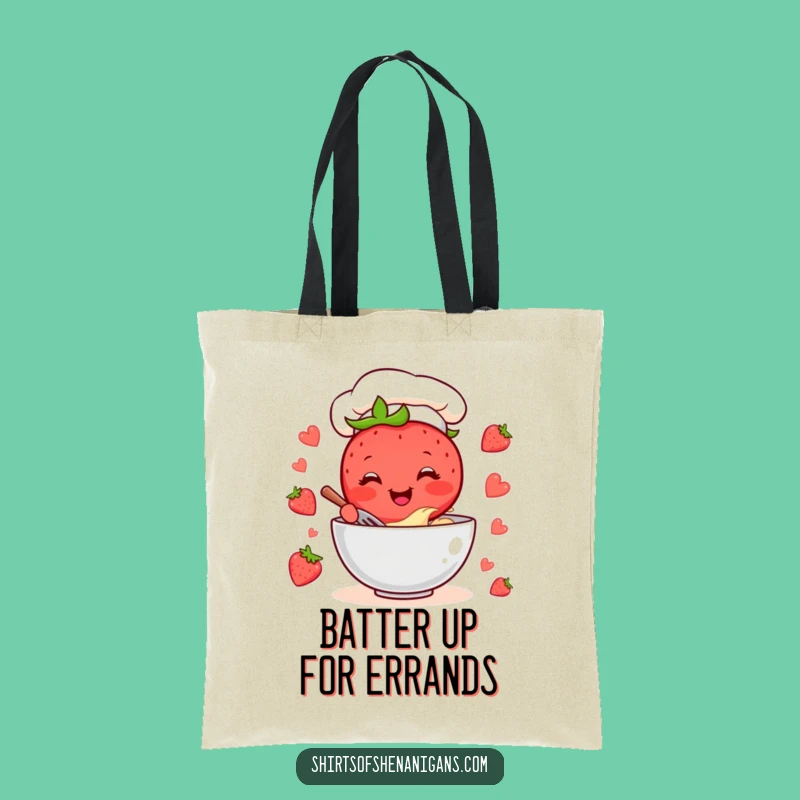 Funny Strawberry Chef Tote Bag: Cheerful Baker Perfect for Groceries, Funny Gift