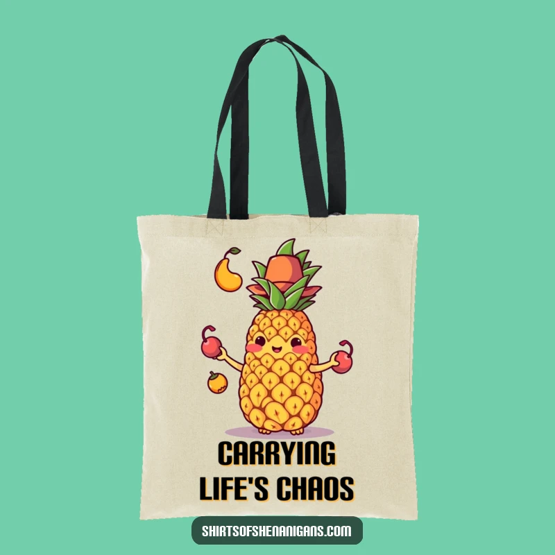 Funny Juggling Pineapple Tote Bag: Stylish and humorous fruit design, the perfect funny gift for errands.