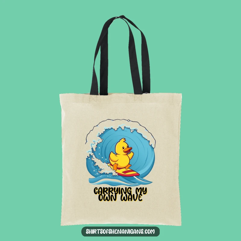 Funny Rubber Duck Surf Tote Bag: Hilarious Beach Accessory for Wave Lovers