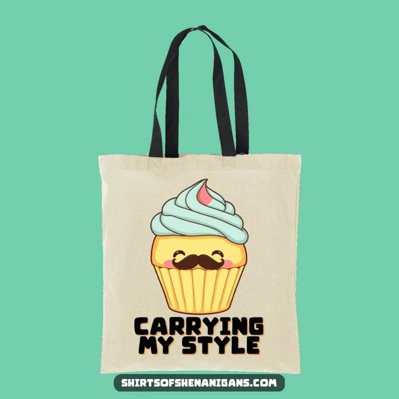 Funny Giggling Cupcake Mustache Tote Bag - Carry Your Treats with Style