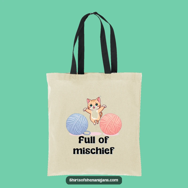 Funny Cat Yarn Tote Bag - Carry Your Feline Fun