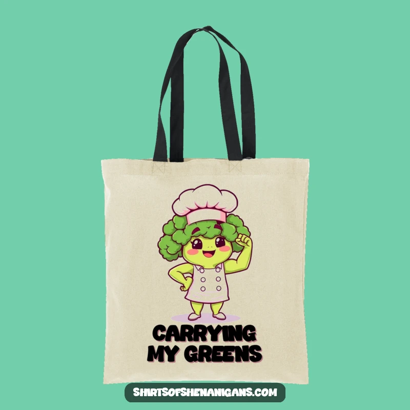 Funny Broccoli Chef Tote Bag: Strong Veggie Groceries, Perfect Funny Gift