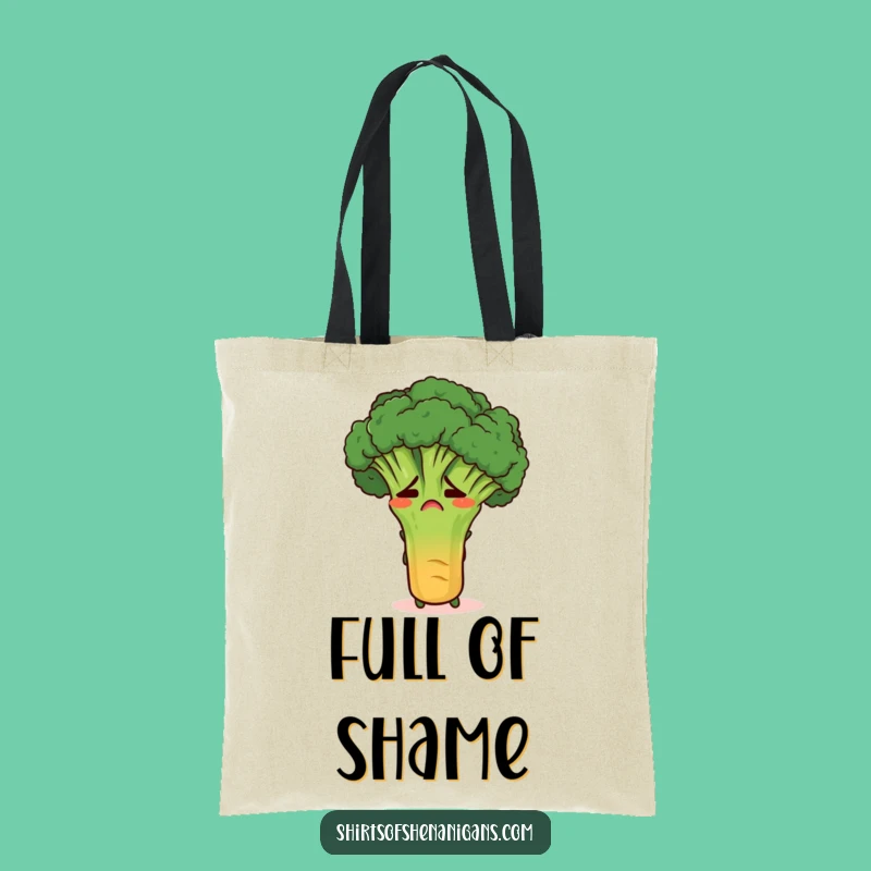 Funny Broccoli Tote Bag: Embarrassed Veggie Carry-All, Hilarious Grocery Gift