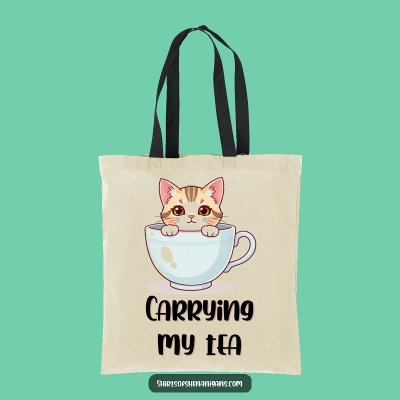 Funny Cat Teacup Tote Bag - Carry Your Cozy Curiosity
