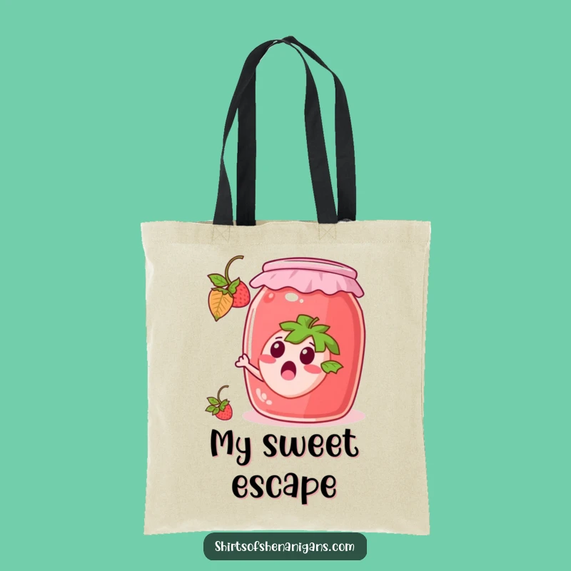 Funny Escaping Strawberry Tote Bag: Fruity Accessory, Perfect Funny Gift for Berry Lovers