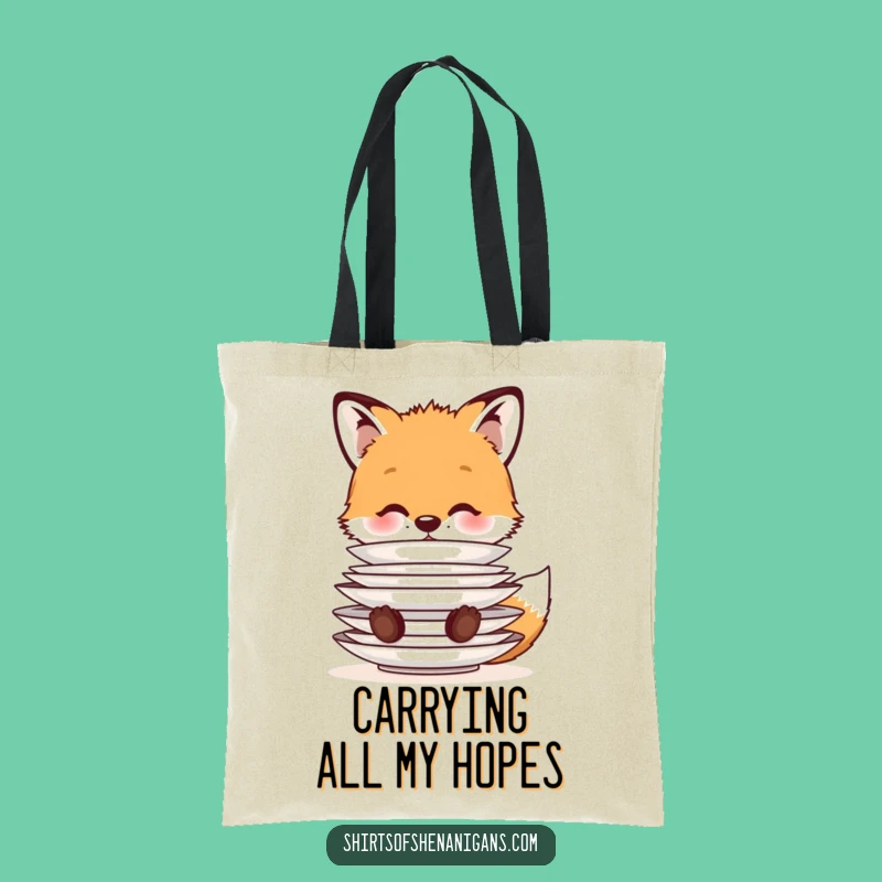 Funny Fox Tote Bag: Cute Balancing Cub Accessory for Animal Lovers