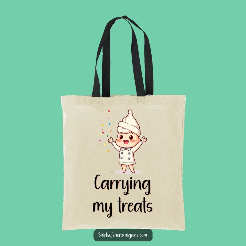 Funny Ice Cream Chef Tote Bag - Juggling Sprinkles Shopping Bag