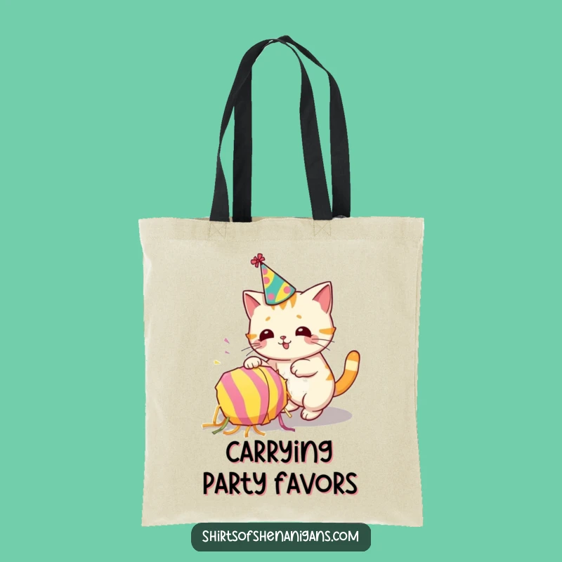 Funny Party Goer Tote Bag: Cat Piñata Mayhem for a Chic Funny Gift