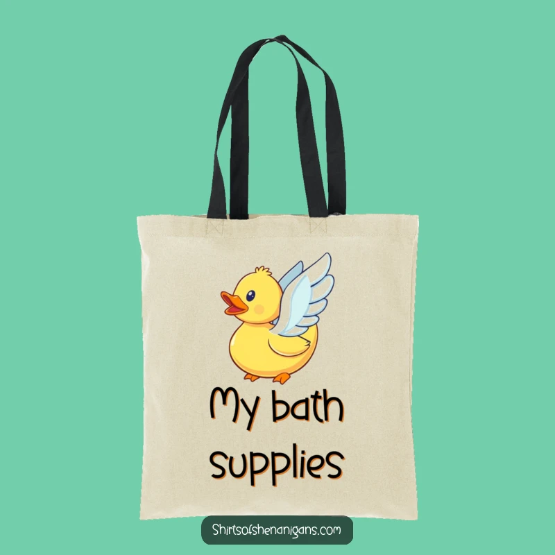 Funny Rubber Duck Flying Attempt Tote Bag - Whimsical Winged Carry-All