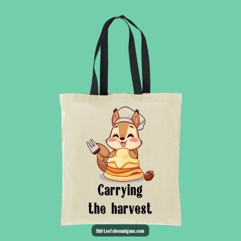 Funny Squirrel Chef Tote Bag - Acorn Pancake Shopping Bag